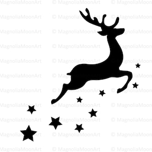 Renna stelle in formato SVG, renna in formato SVG, file di taglio per cricut, Natale in formato SVG, Cervi di Natale in formato SVG, PNG, DXF, Renna volante, Silhouette di renna