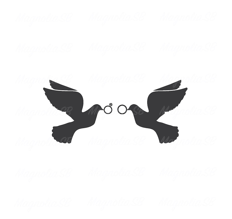Download Wedding Doves with Rings SVG DXF Dove Clipart cutting | Etsy