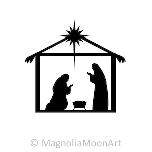 Natividad de noche de paz SVG, archivo de corte navideño para Cricut, decoración navideña alegre y pacífica, escena de la natividad svg, PNG dxf jpg, alegría y paz