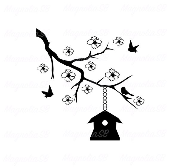 Download Free Bird House And Tree Branch Svg Bird House Dxf Bird House Etsy SVG Cut Files