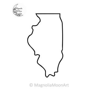 File SVG con contorno dell'Illinois / File di taglio dell'Illinois / File DXF per taglio laser / File vettoriale degli Stati Uniti d'America / Mappa dell'Illinois SVG / mappa dell'Illinois