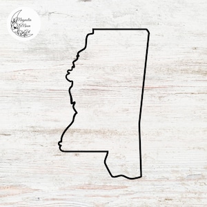 Fichier SVG contour du Mississippi | Fichier de coupe Mississippi | Fichier DXF pour découpe laser | États-Unis d'Amérique | Vecteur du Mississippi | Carte MS