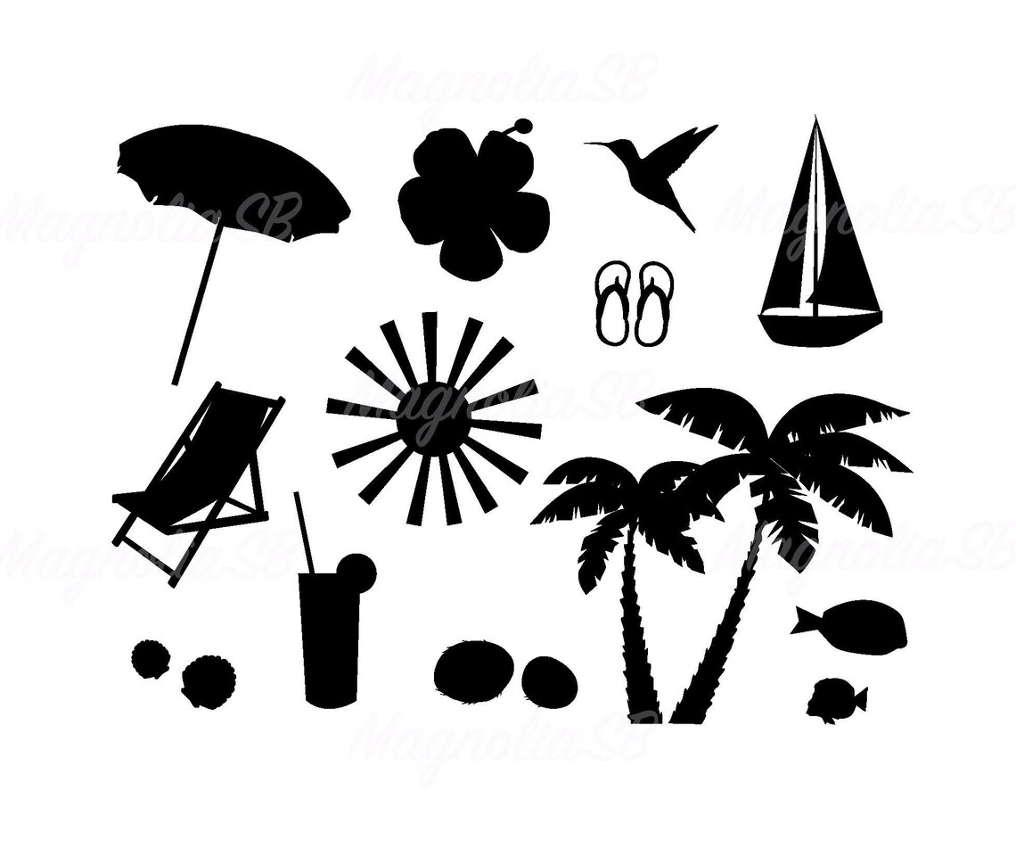 Beach Bundle Svg Beach Items Svg DXF Cut File for Cricut Etsy