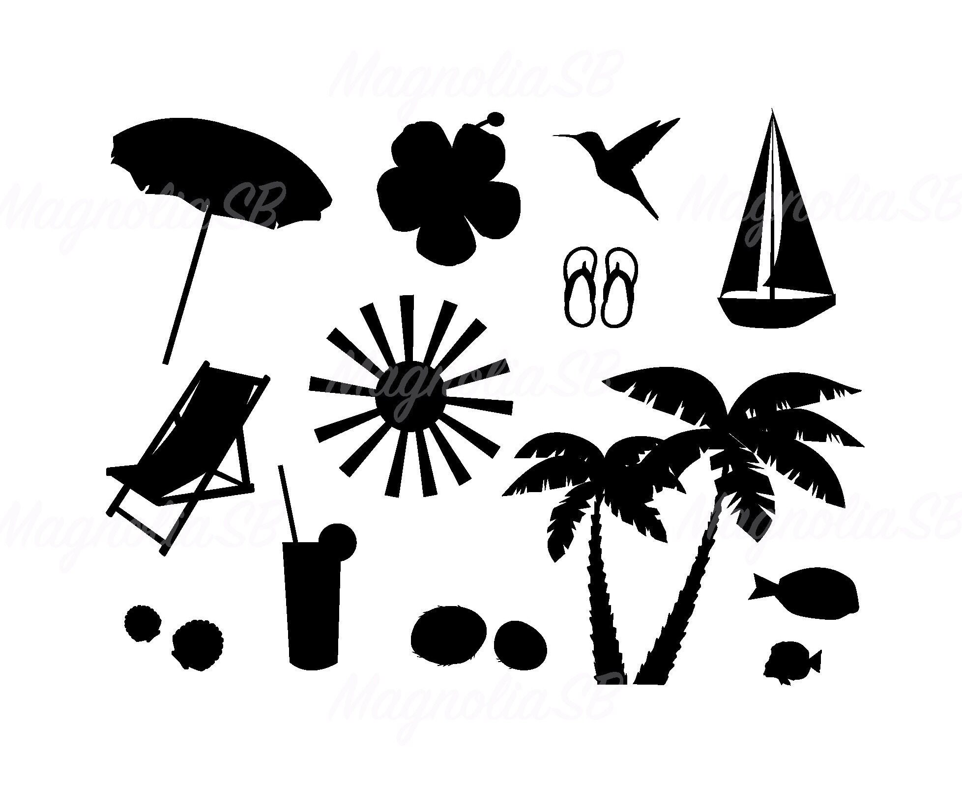Beach Bundle Svg Beach Items Svg DXF Cut File for Cricut - Etsy