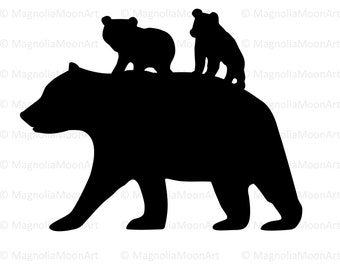 Mama Bear svg, Bear cubs svg, Bear svg, Mom svg, cut file for cricut, PNG, cute bears svg, dxf file for laser cut, family svg, silhouette