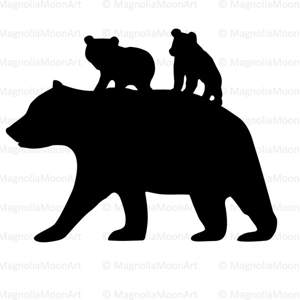 Mama Bear svg, Bear cubs svg, Bear svg, Mom svg, cut file for cricut, PNG, cute bears svg, dxf file for laser cut, family svg, silhouette