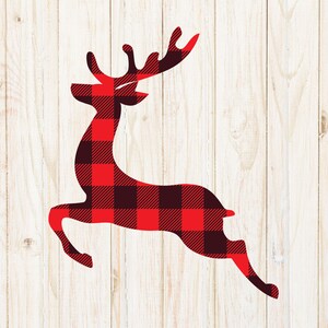 Buffalo Plaid Reindeer Silhouette SVG, DXF, Reindeer Clipart, Merry Christmas PNG, cutting, Reindeer vector, Deer shape, Reindeer silhouette