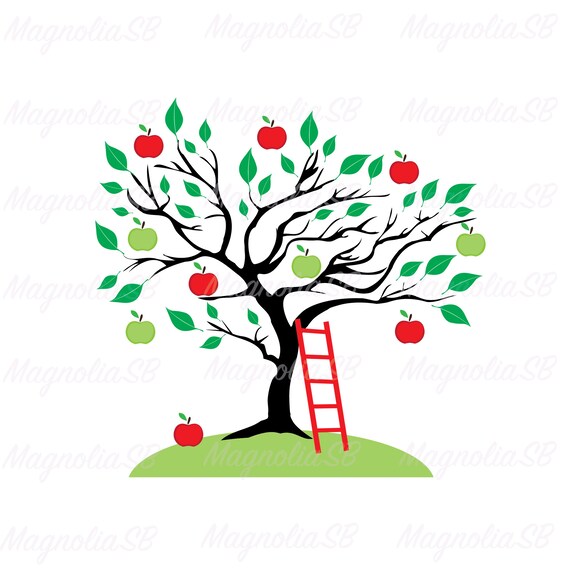 Download Apple Tree Svg Dxf Tree Clipart Cutting Ladder Apple Tree Etsy