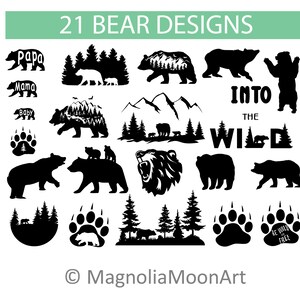 Bär Bundle SVG-Datei | Kiefernwald und Berge SVG | Shirt Motiv | Cut-Datei für Cricut | Mama Bär Clip Art | Wald Vektor | PNG jpg