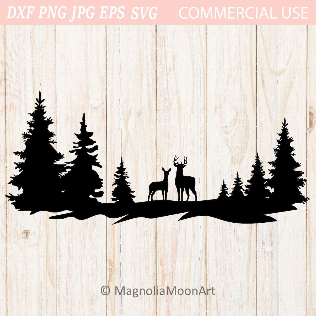 Deer Couple, Forest Scene SVG Cut File (png, Dxf, Eps, Jpg) - Etsy