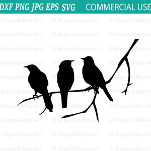 Birds on Tree Branch SVG: Cricut Cut File, PNG, Clipart (Digital Download)