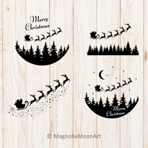 Père Noël avec renne bundle svg, svg forêt, Noël svg, fichier coupé pour cricut, conception de chemise, traîneau svg, dxf, père Noël PNG