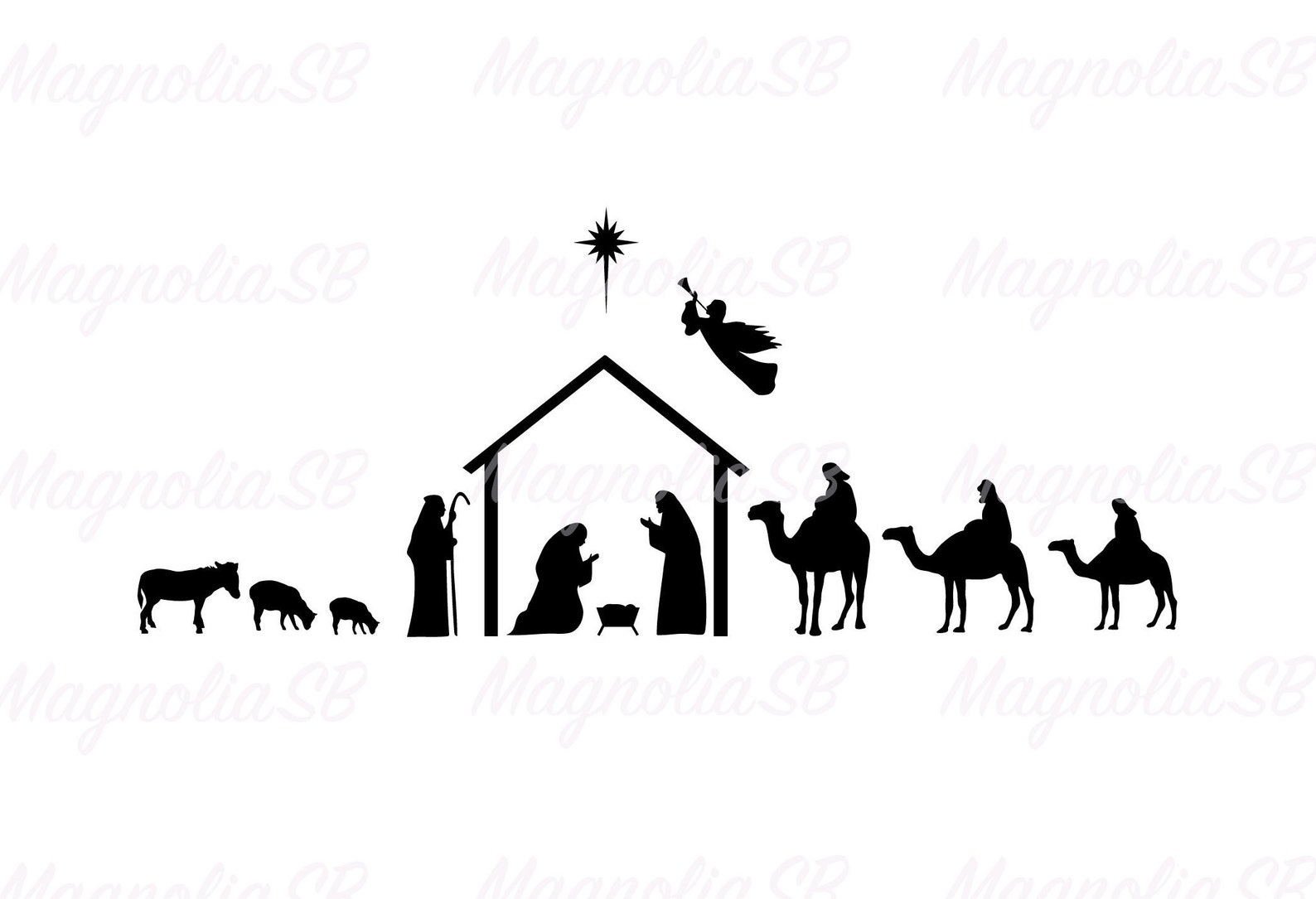 Nativity Scene SVG DXF Silent Night Clipart Nativity Scene Etsy