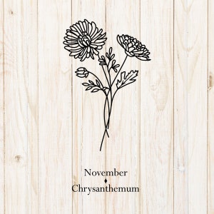 November Chrysanthemum SVG: Birth Month Flower Cut File (Digital Download)