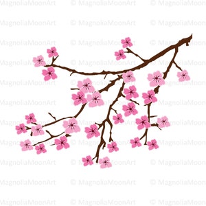 Blütenzweig SVG, Kirschblüte svg, Schnittdatei für Cricut, Baumzweig svg, Blumen svg, Ast PNG, Zweigsilhouette, Magnolie