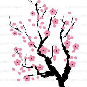 Kersenbloesemboom SVG, kersenboom in bloesem SVG, clipart, kersenboom snijden, vector, kersenboomvorm, kersenboomsilhouet