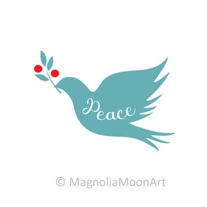 Taube mit Holly Zweig Weihnachten Silhouette svg, Festliche Vogel Clip Art, Friedenstaube Vektor, PNG jpg eps, Design Silhouette