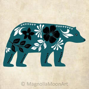 Orso scandinavo svg, bosco nordico svg, arte popolare svg, clip art animale islandese, PNG jpg dxf, file di taglio per cricut, design silhouette