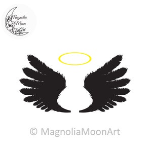 Angel Wings with Halo SVG DXF: Christian Silhouette Clipart (Digital Download)