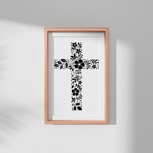 Floral Cross svg, Christian Cross clip art, Religious vector, Jesus svg, Christian faith, jpg png dxf, digital download, Flowers svg