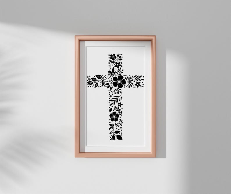 Floral Cross svg, Christian Cross clip art, Religious vector, Jesus svg, Christian faith, jpg png dxf, digital download, Flowers svg