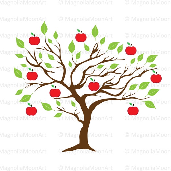 Apple Tree SVG, Apple svg, Tree svg, cut file for cricut, Apple Tree PNG, shape, Garden svg, Harvest svg, Apple Tree silhouette, magnoliasb