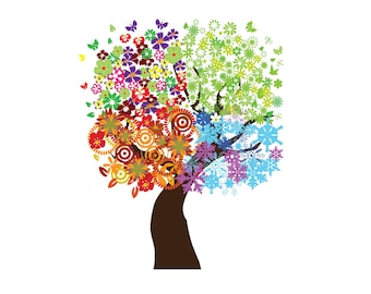 Four Seasons Tree Clip Art: Printable Vector (Digital Download)