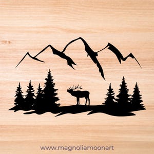 Elk, Forest, Mountains SVG, Deer svg, cut file for cricut, Elk svg, Wilderness svg, Animals in the Wild, Elk, hunting svg, Deer silhouette