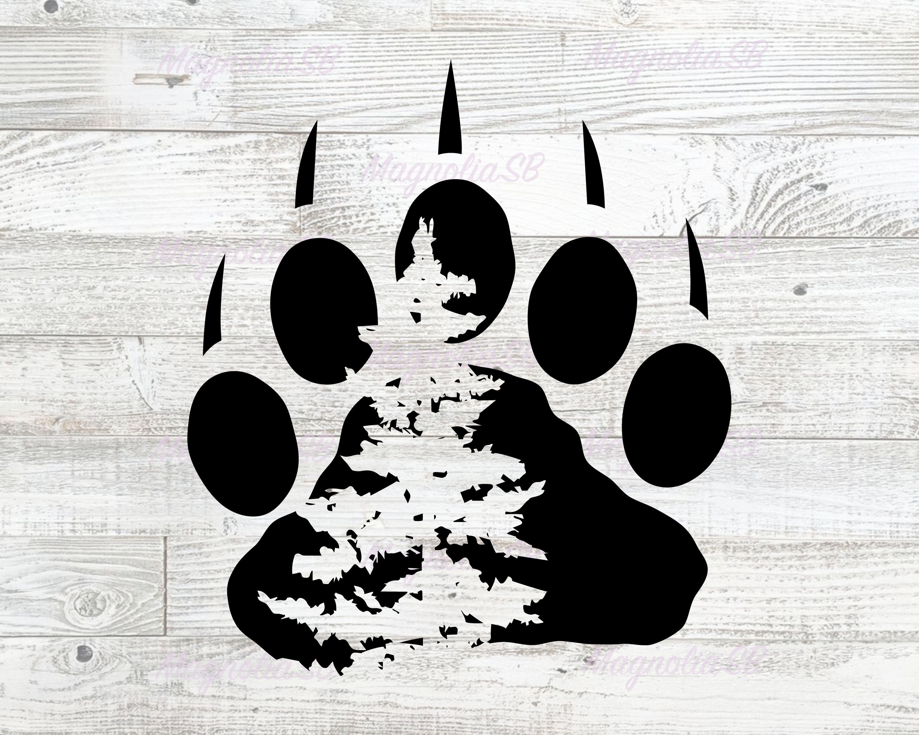 Bear Paw Silhouette SVG Bear Paw with a Pine Tree Clipart | Etsy