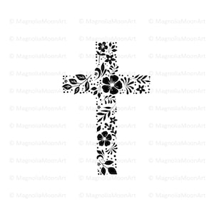 Floral Cross SVG: Christian Clip Art (Digital Download)