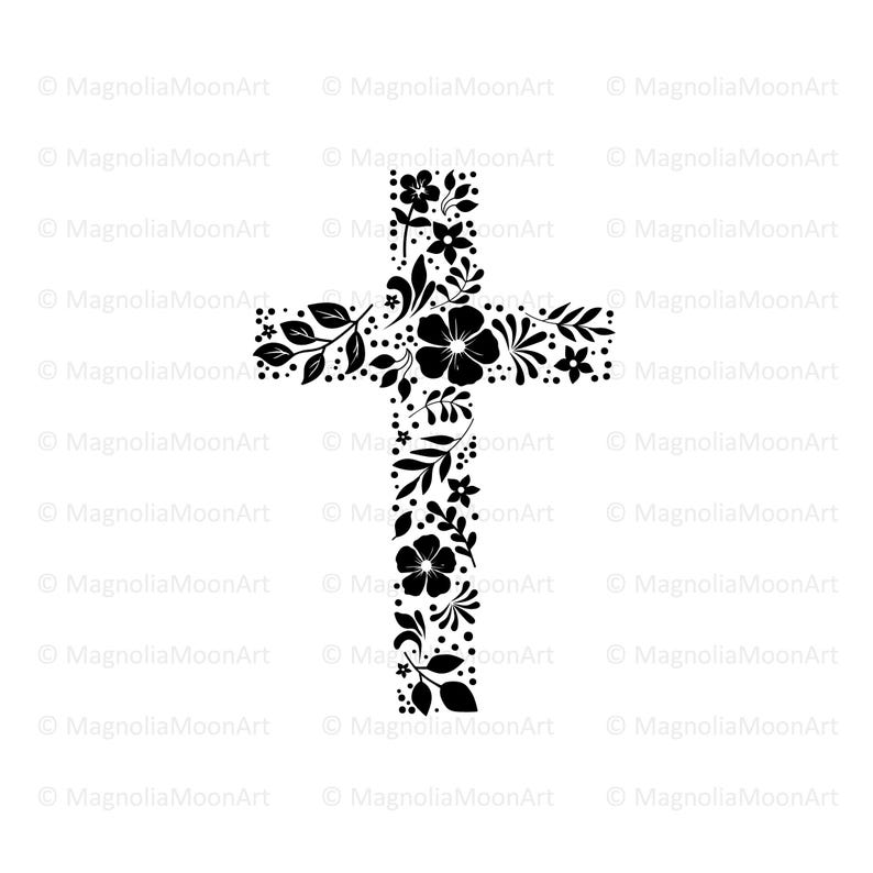 Floral Cross SVG: Christian Clip Art (Digital Download)