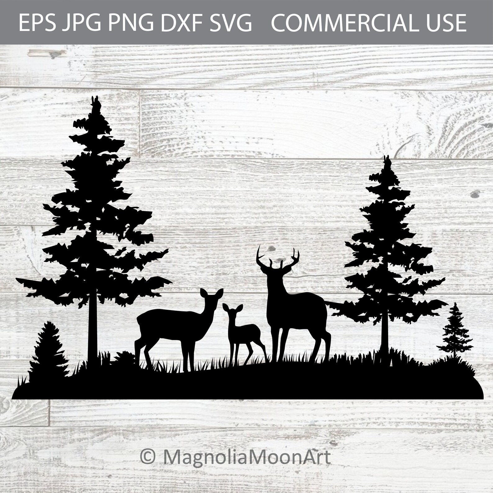 Deer Family Forest (svg, Png, Dxf, Jpg) Cut Files - Etsy