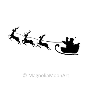 Santa Claus with Reindeer svg, Christmas svg, cut file for cricut, Winter Scene svg, dxf for laser cut, PNG JPG, flying deer svg