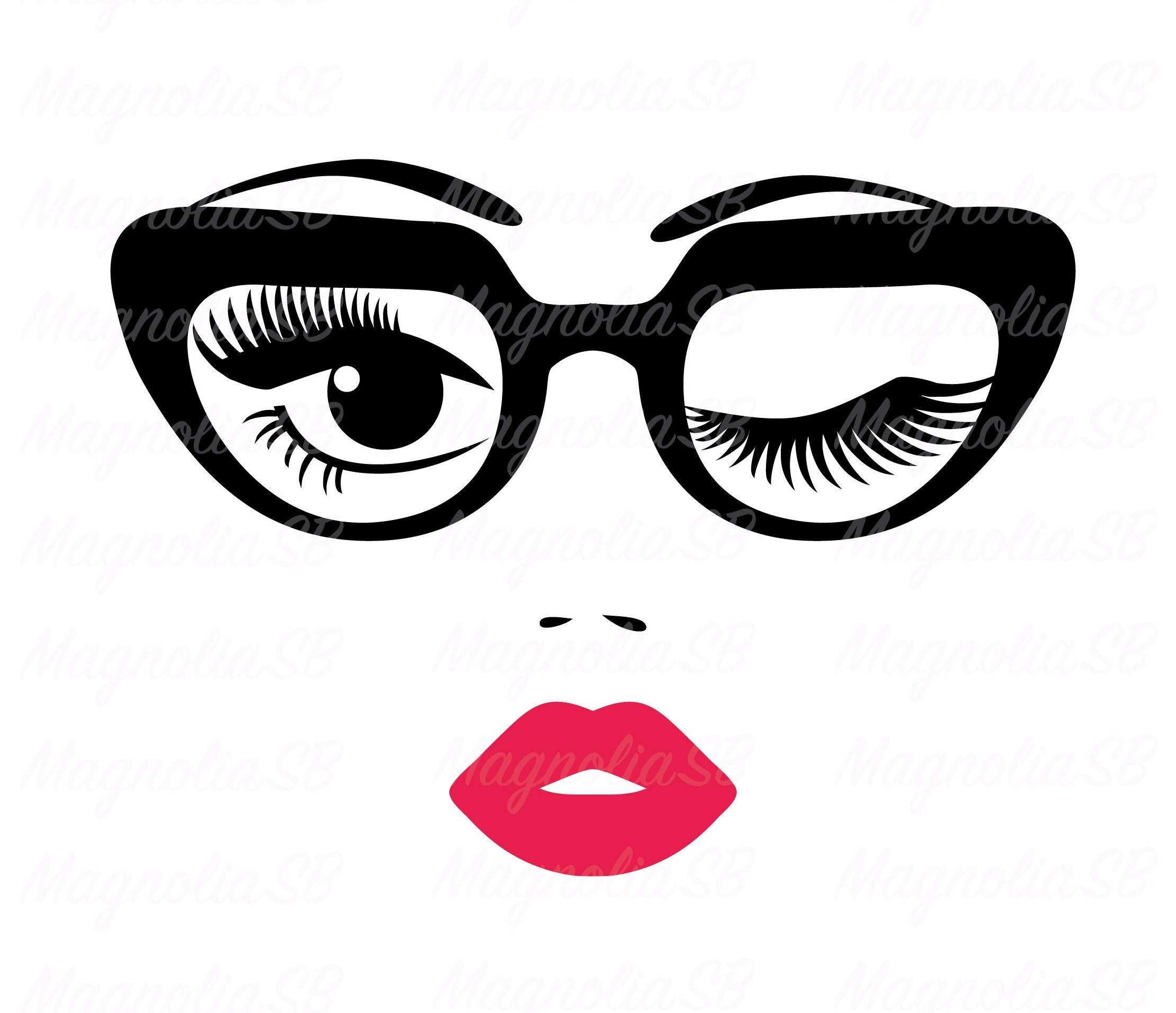 Woman Face SVG, DXF, Glasses Svg, Pretty Eyes Clipart, Face PNG, Eyes  Cutting, Long Lashes, Vector, Pink Lips, Eyes, Woman Face Silhouette - Etsy