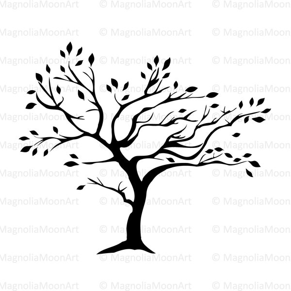 Tree With Leaves SVG, DXF, Tree Clipart, Leaves, Tree PNG, cutting, Tree vector, Nature, Tree shape, Tree silhouette