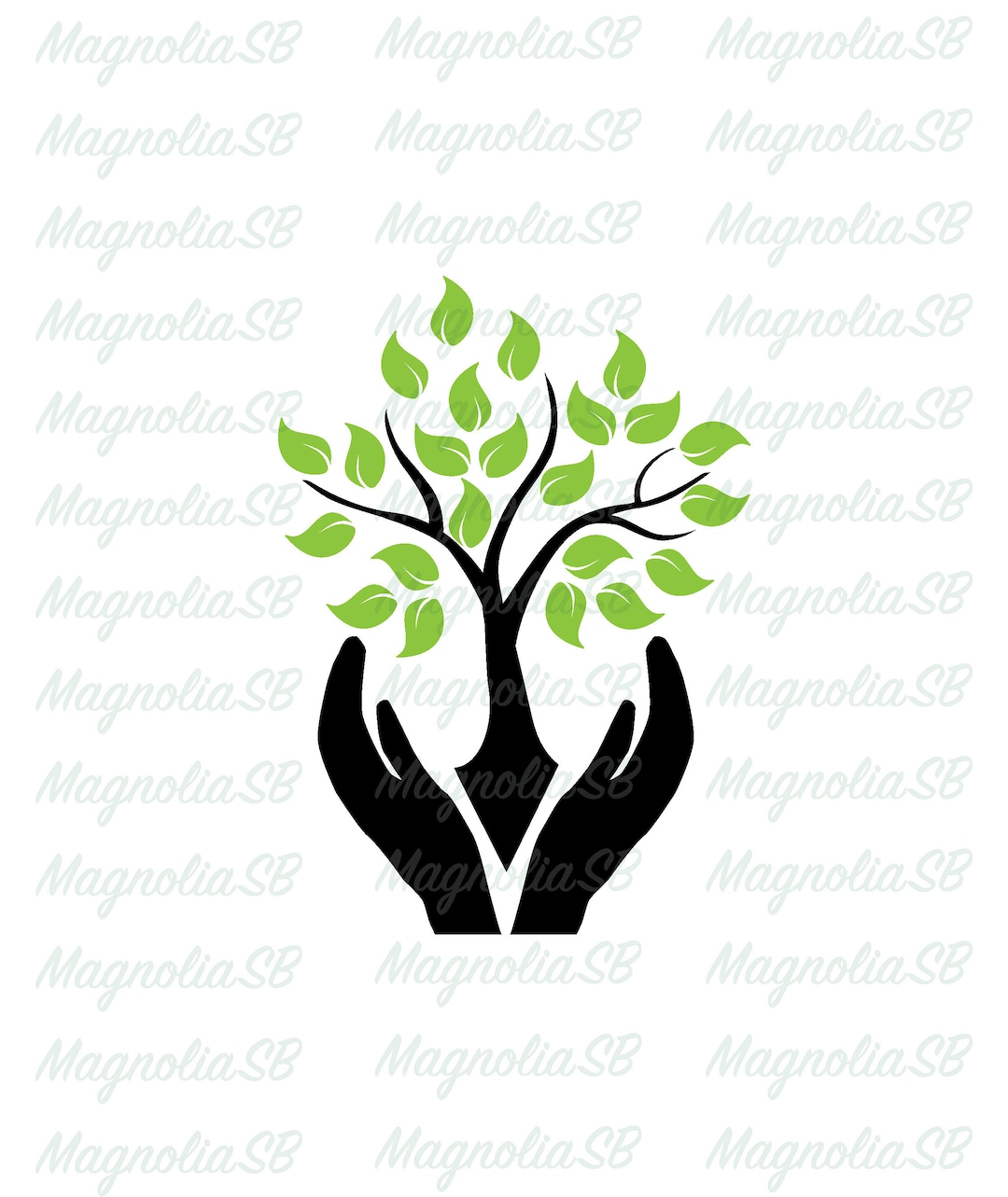 Hand Holding Tree SVG, Hand Tree DXF, Hands Protecting Tree Clipart