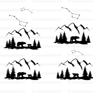 Bear Family SVG, sterrenbeelden SVG, Ursa Major SVG, Ursa Minor SVG, gesneden bestand voor cricut, Mama Bear SVG, Baby Bear SVG, shirt design, PNG