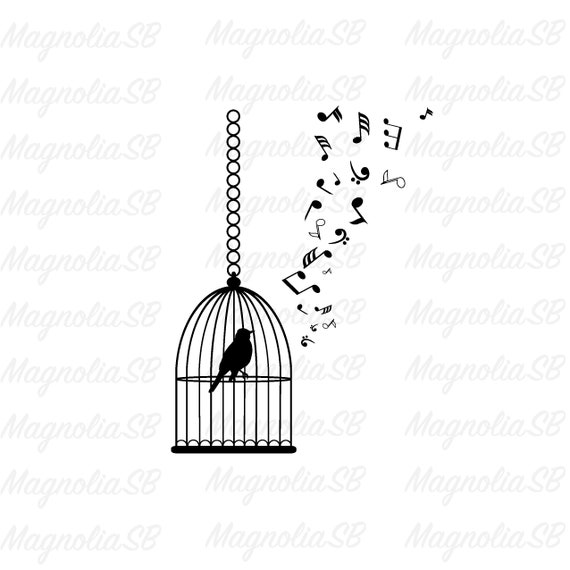 Bird Cage Svg Cage Dxf Bird Clipart Musical Notes Song Etsy