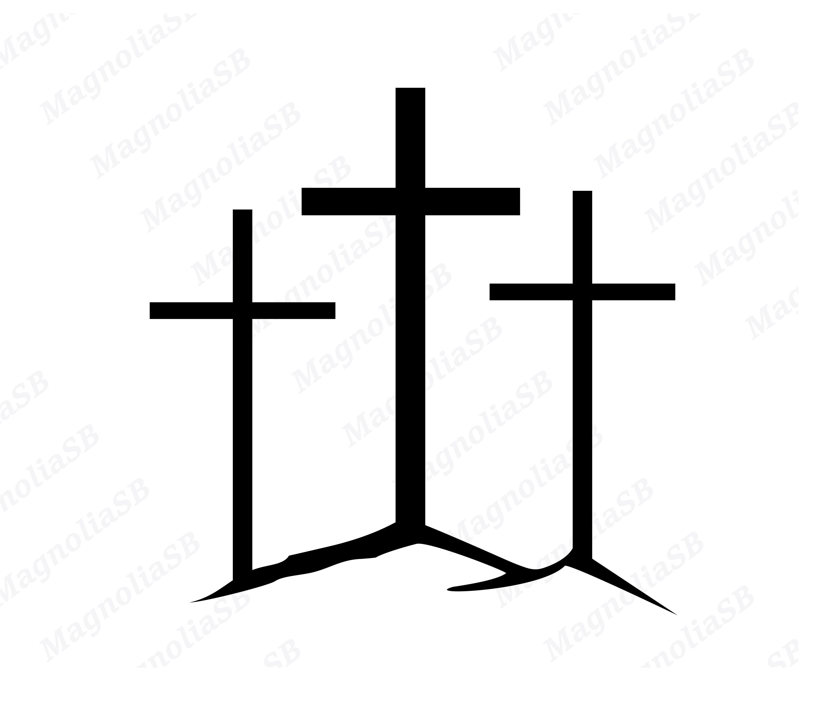 Three Crosses On A Hill Clipart