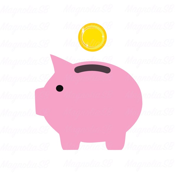 Piggy Bank SVG, piggy svg, cut file for cricut, Money svg, Golden Coin svg, Piggy Bank PNG, dxf, Piggy Bank shape, Piggy Bank silhouette