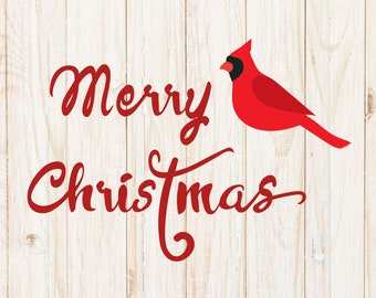 Merry Christmas Cardinal svg, cut file for cricut, Christmas svg, Cardinal svg, Red Cardinal svg, PNG, DXF, jpg, Merry Christmas, silhouette