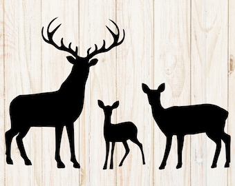 Deer Family SVG: Buck, Doe, Fawn Cut File (Digital Download)