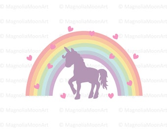 Unicorn and Rainbow svg, Unicorn svg, Rainbow svg, Layered svg, Valentine svg, Pastel Colors svg, cut file for cricut, PNG, shirt design