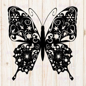 Schmetterling mit Wirbeln SVG | Vintage Schmetterlingssvg | Schnittdatei für Cricut | Schmetterling PNG | JPG | dxf | Schmetterlingssilhouette | Insekt