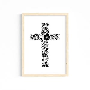 Floral Cross svg, Christian Cross clip art, Religious vector, Jesus svg, Christian faith, jpg png dxf, digital download, Flowers svg