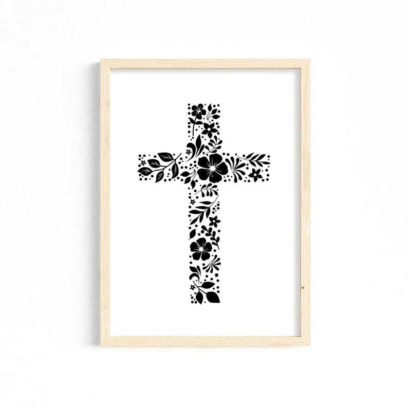 Floral Cross svg, Christian Cross clip art, Religious vector, Jesus svg, Christian faith, jpg png dxf, digital download, Flowers svg