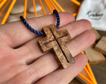 crucifix necklace, orthodox crucifix, pectoral cross, orthodox cross, wood cross, carved wooden cross, wooden cross necklace