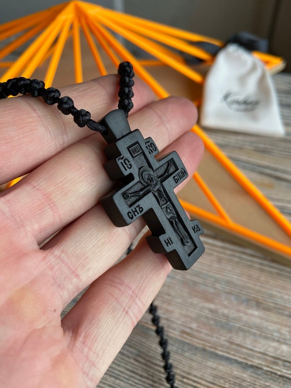 Orthodox Cross, Wooden Cross, Beads Necklace, Crucifix, Orthodoxy, Orthodox  Cross Pendant 