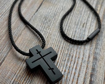 Wooden cross necklace, orthodox wooden cross, crucifix necklace, orthodox crucifix, orthodox cross, wood cross, carved wooden cross