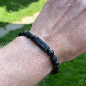Bible Verse Bracelet, Custom Engraved African Blackwood Beads, Christian Handmade Wristband with Psalm 23 or Personalized Text
